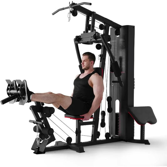 Workout Station with 150LBS Weight Stack, Home Gym