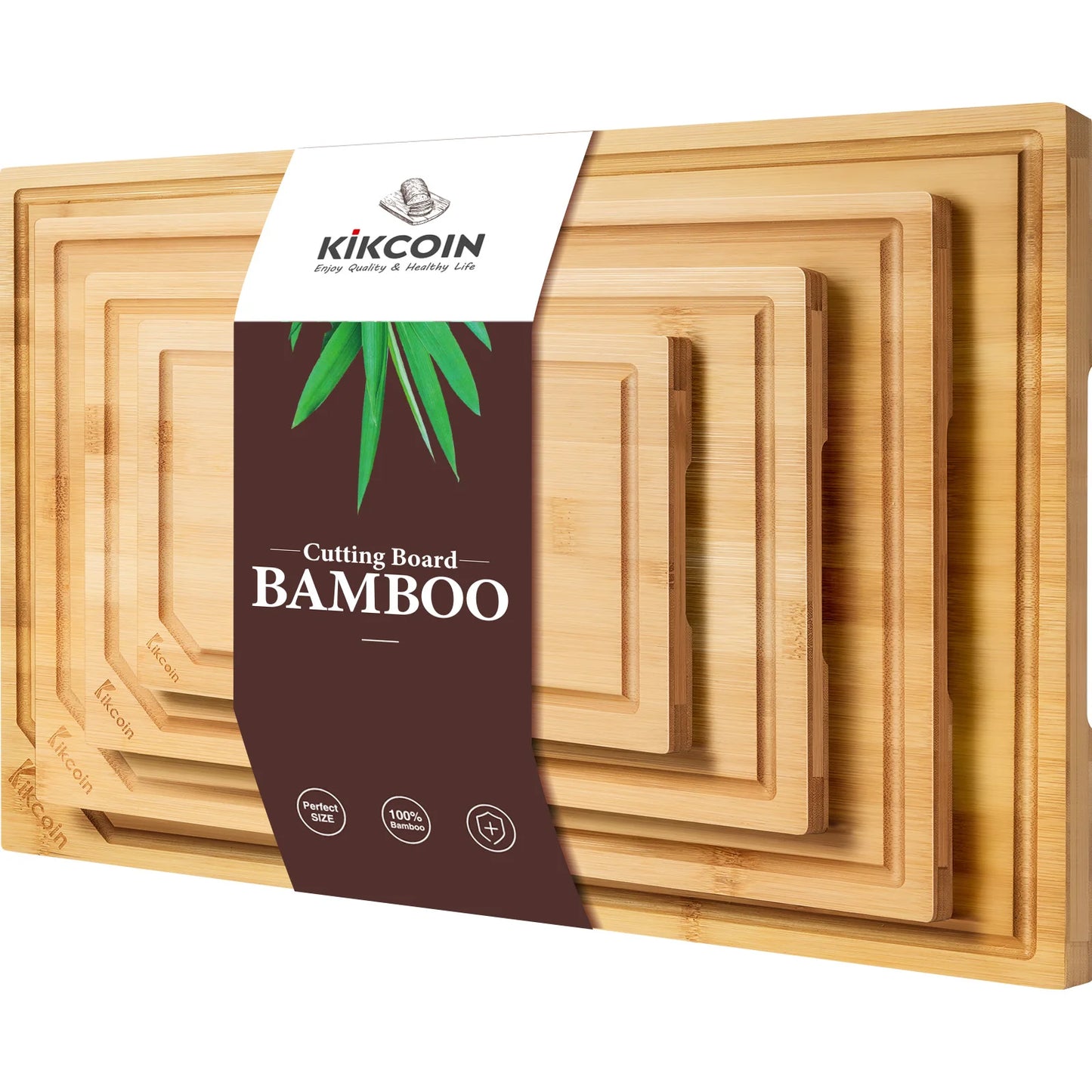 4-piece extra large kitchen bamboo cutting board set.