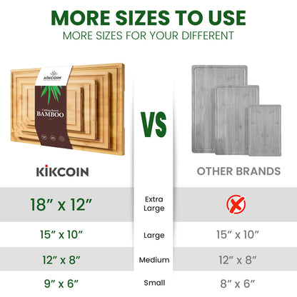 4-piece extra large kitchen bamboo cutting board set.