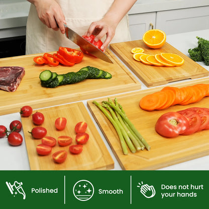 4-piece extra large kitchen bamboo cutting board set.
