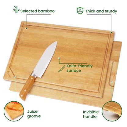 4-piece extra large kitchen bamboo cutting board set.