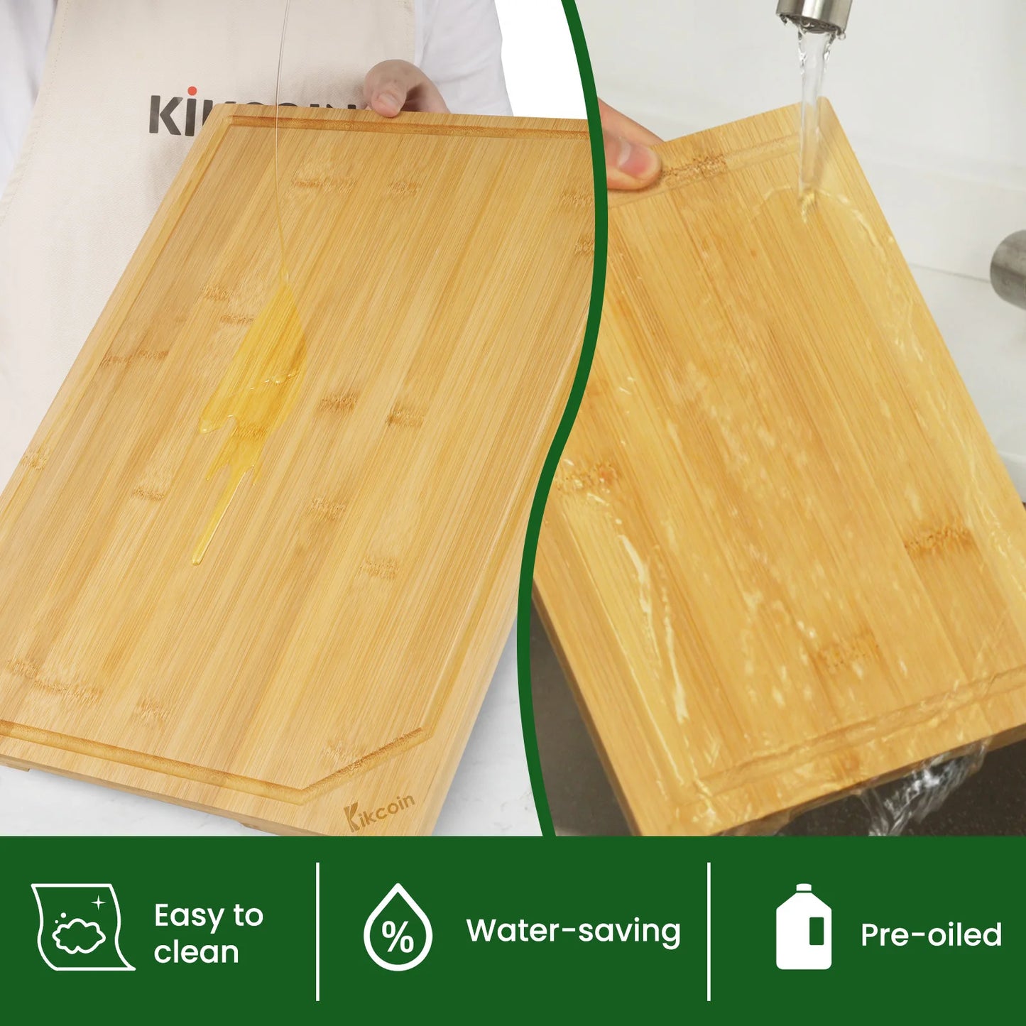 4-piece extra large kitchen bamboo cutting board set.