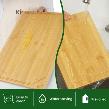 4-piece extra large kitchen bamboo cutting board set.