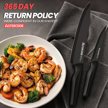 Astercook 15 Pieces German Stainless Steel Knife Block