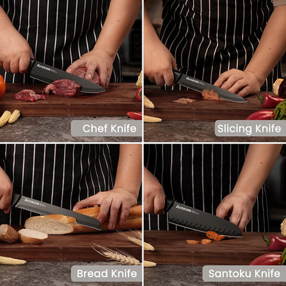 Astercook 15 Pieces German Stainless Steel Knife Block