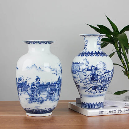 Chinese Blue and White Ceramic Vase Antique