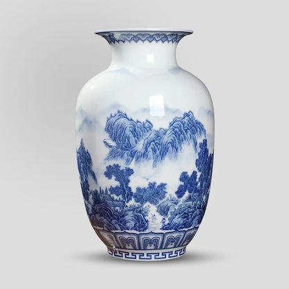 Chinese Blue and White Ceramic Vase Antique