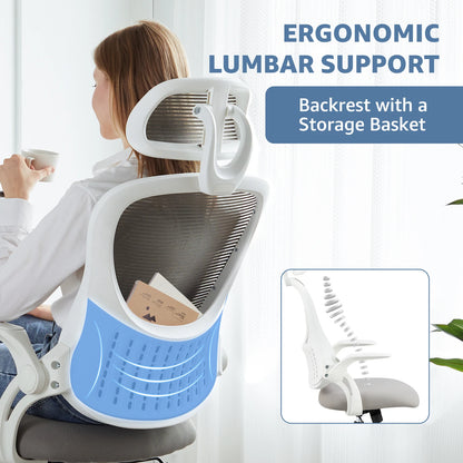 JHK Office Desk Chair Adjustable Headrests, Lumbar Support