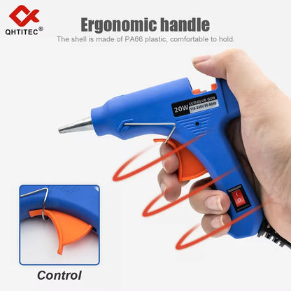 JCD 20W Hot Melt Glue Gun 20Pcs 7mm Sticks