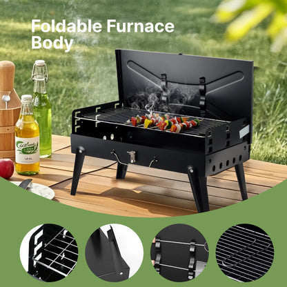 Charcoal Grill, Foldable BBQ Grill with Adjustable Heights,