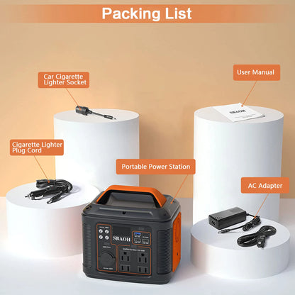 Portable Power Station, 300W 296Wh Solar Generator Lithium Battery B