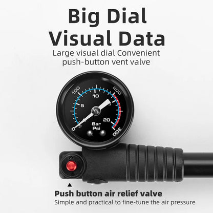 Rockbros Bike Air Pump Portable High-pressure Fork Pump Gauge Fork Rear Suspension Shock Absorber MTB Road Bicycle Accessories