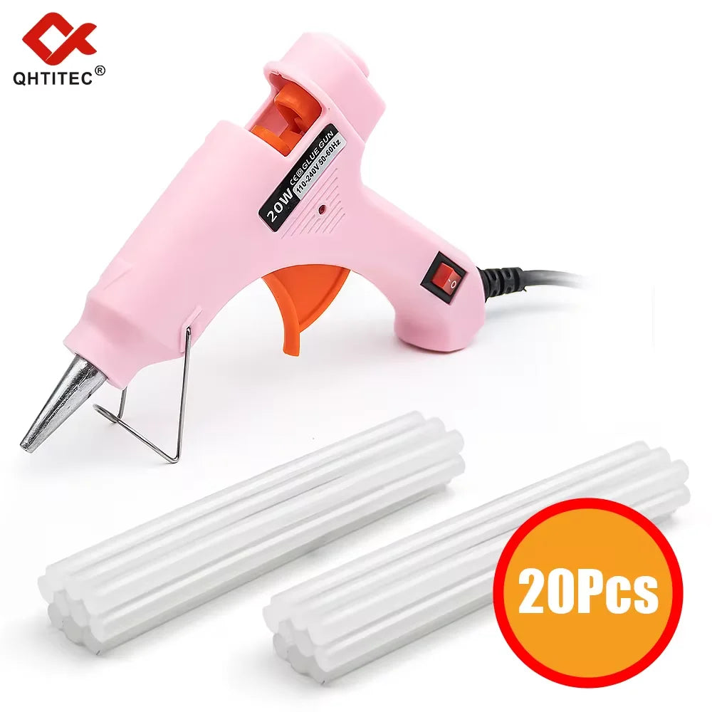 JCD 20W Hot Melt Glue Gun 20Pcs 7mm Sticks