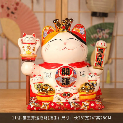 11 Inch Ceramic Beckoning Cat Waving Hand