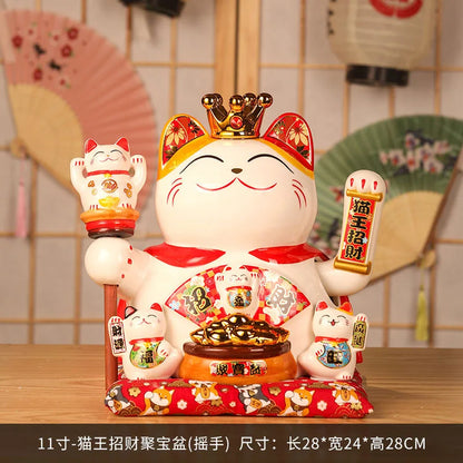 11 Inch Ceramic Beckoning Cat Waving Hand