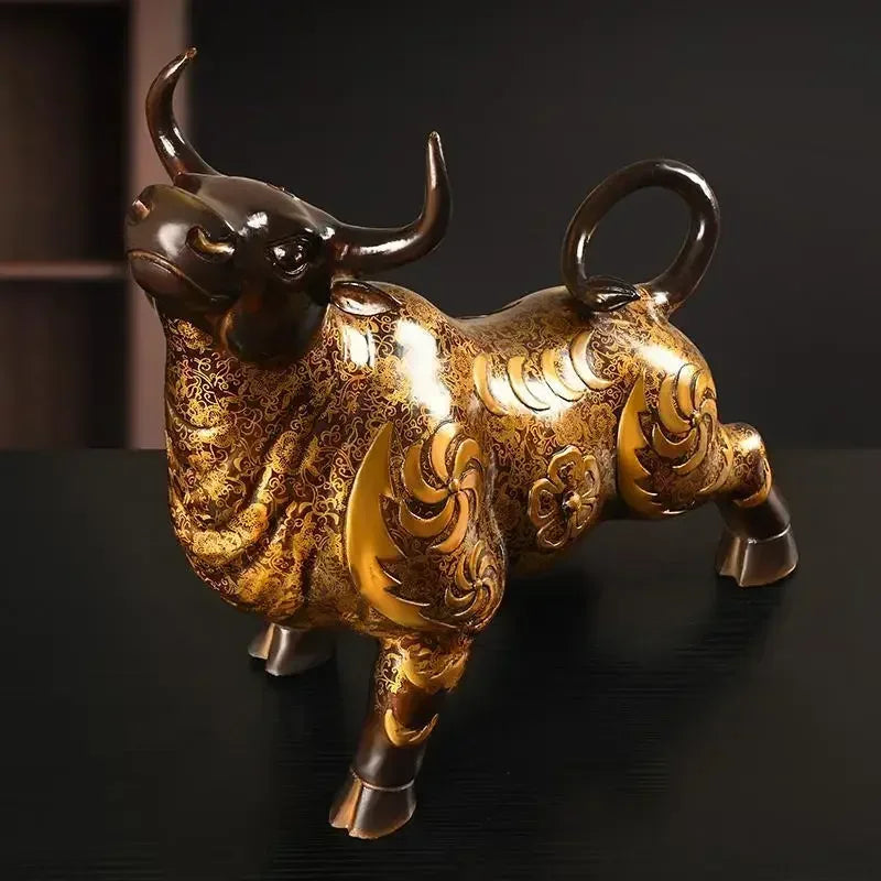 Feng Shui Quality Copper Animal Cow Desktop Decor