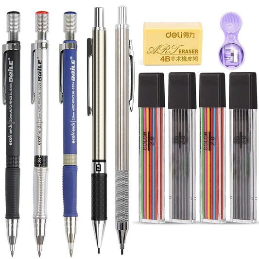2.0 mm Mechanical Pencils Set 2B Automatic Student Pencils