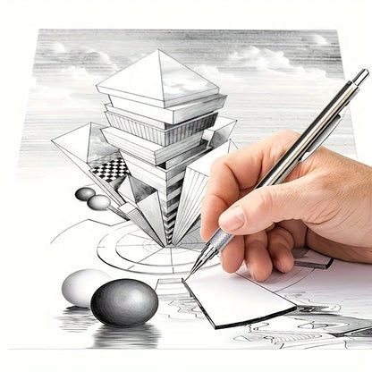 12pcs/box Metal Mechanical Pencil With Pen Box Lead Eraser Color Pencil Sharpener Set 0.3 0.5 0.7 0.9 1.3 2.0mm Art Sketch