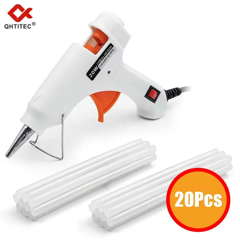 JCD 20W Hot Melt Glue Gun 20Pcs 7mm Sticks