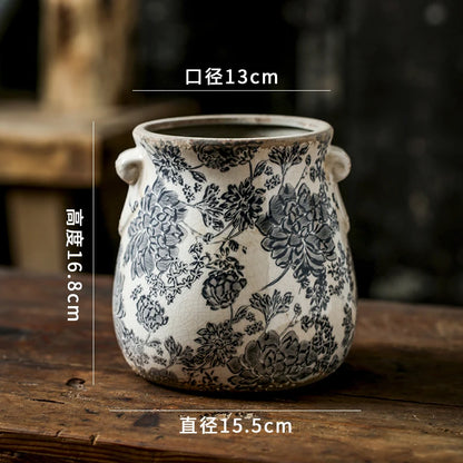 Double Ear retro Vintage Ceramic Flower Pots   Horticulture Orchids