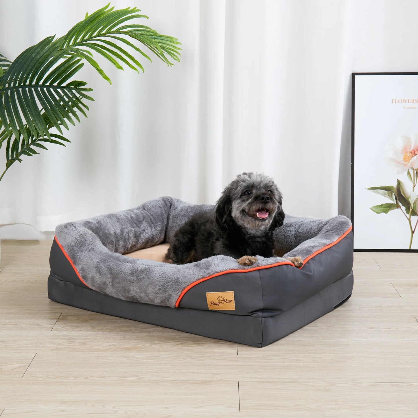 XL Dog Bed Super Soft Orthopedic Foam Cotton-padded Bolster