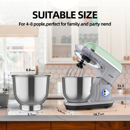 Stand Mixer, 5.5QT Tilt-Head - 500W 6+P Speed, US Plug