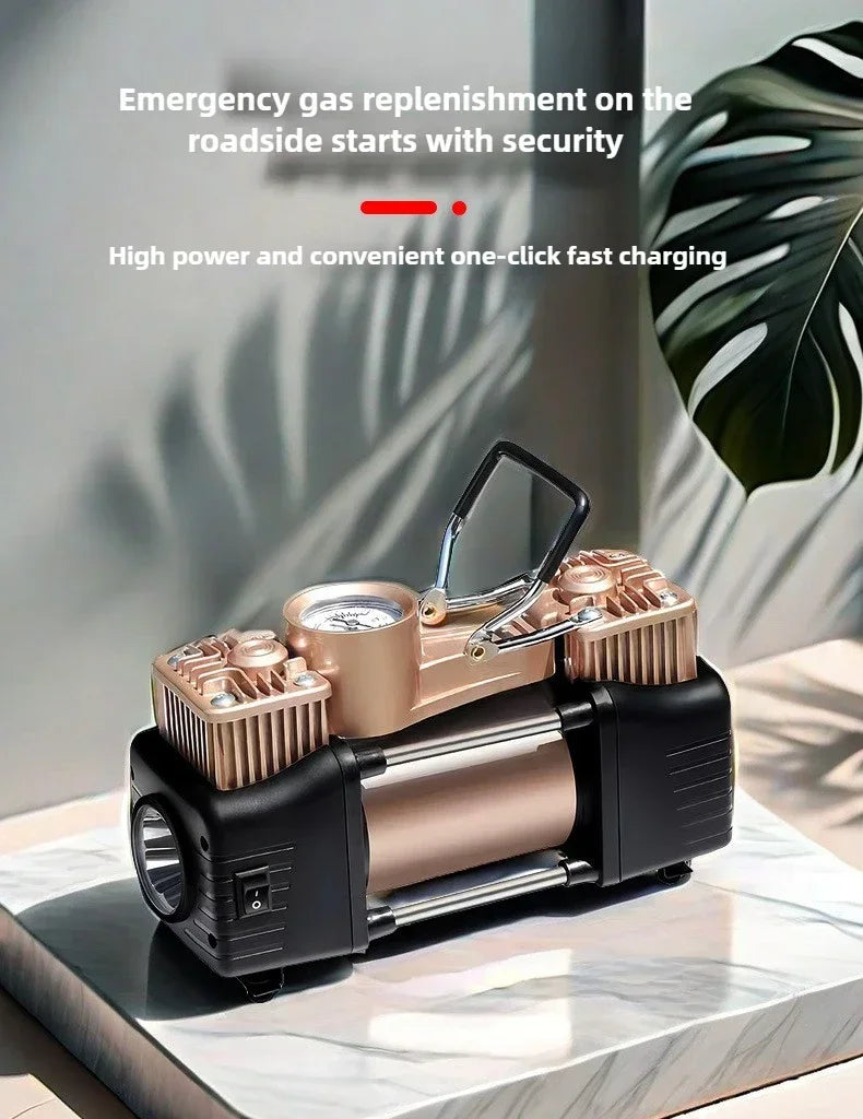 12V 120W Dual Cylinder Air Car Pump Heavy Duty Tire Inflator with LED Light Car Electric Air Pump Auto Inflatable Pump