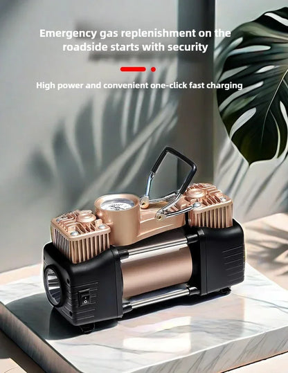 12V 120W Dual Cylinder Air Car Pump Heavy Duty Tire Inflator with LED Light Car Electric Air Pump Auto Inflatable Pump