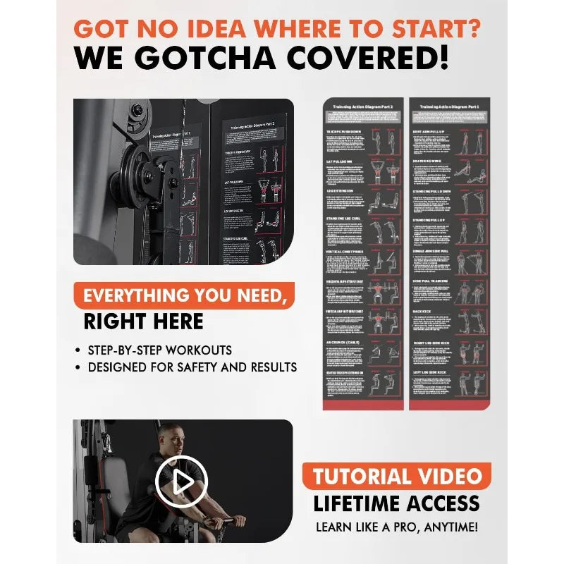 Workout Station with 150LBS Weight Stack, Home Gym