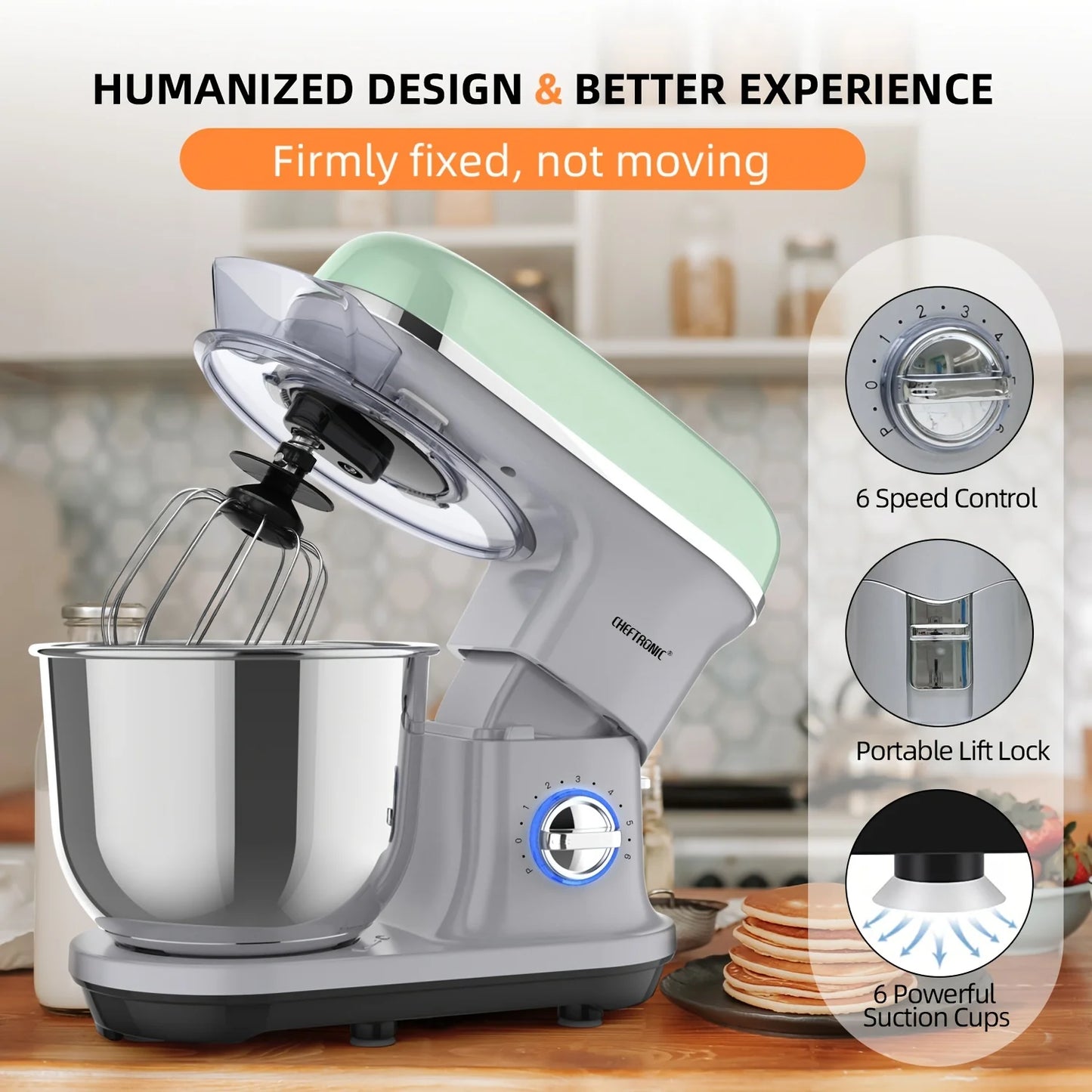 Stand Mixer, 5.5QT Tilt-Head - 500W 6+P Speed, US Plug