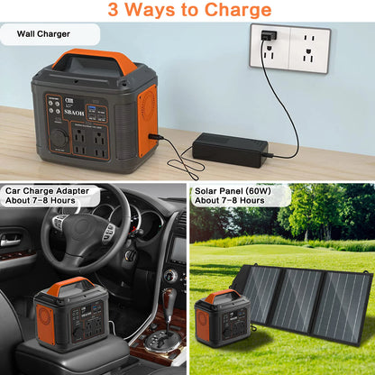 Portable Power Station, 300W 296Wh Solar Generator Lithium Battery B