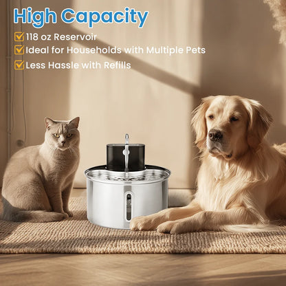 3.5L Stainless Steel Pet Sensor Water Fountain Wireless