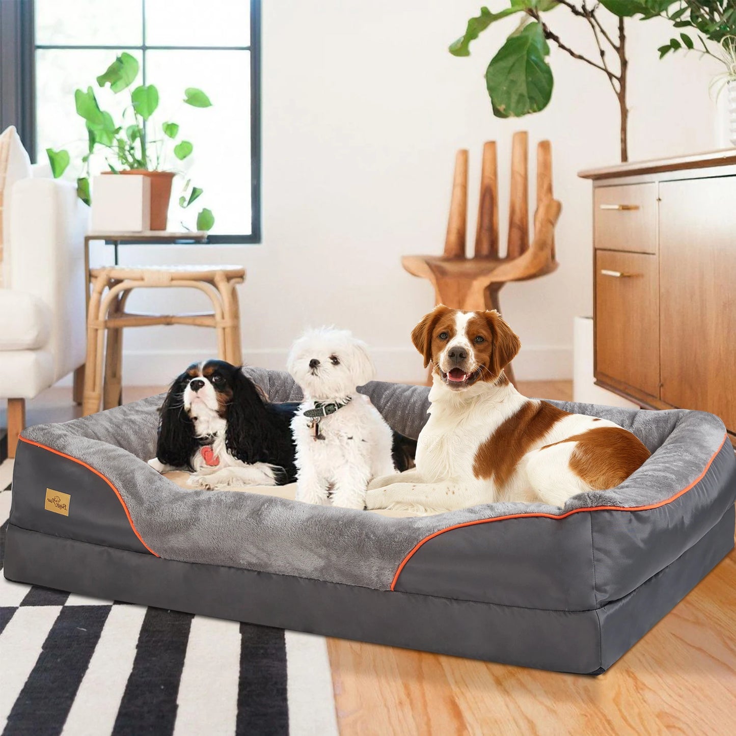 XL Dog Bed Super Soft Orthopedic Foam Cotton-padded Bolster