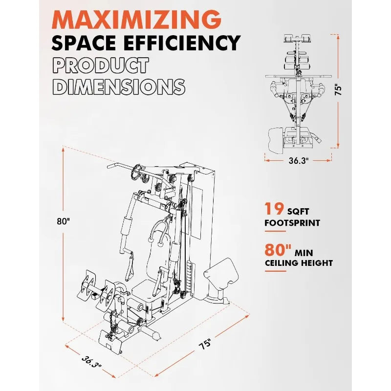Workout Station with 150LBS Weight Stack, Home Gym