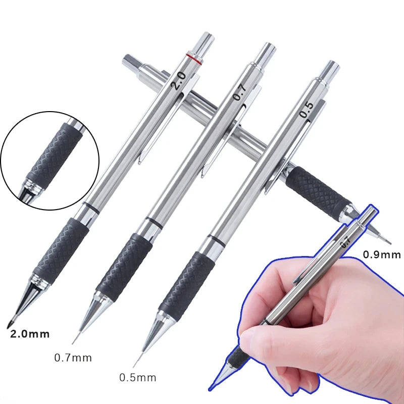 Anti Slip Soft Set Grip Handle Metal Mechanical Pencil 0.5/0.7/0.9/2.0mm Activity Automatic Pencil Drawing Sketching Writing