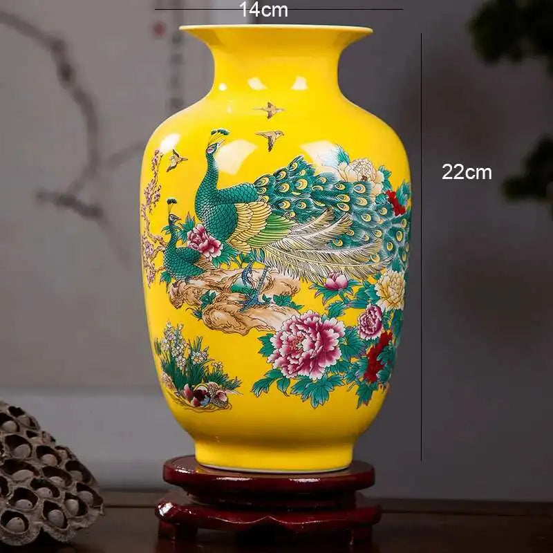 Ceramics Yellow Vase Living Room Decoration Arrangement