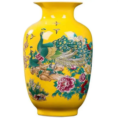 Ceramics Yellow Vase Living Room Decoration Arrangement