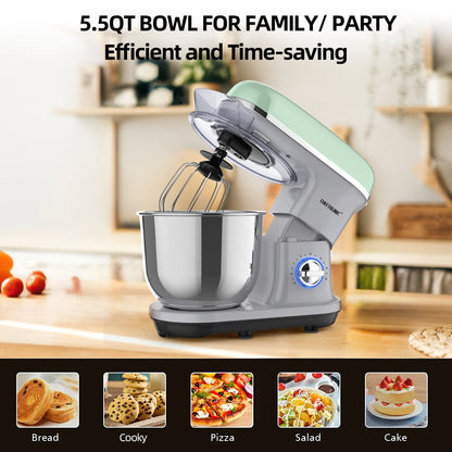 Stand Mixer, 5.5QT Tilt-Head - 500W 6+P Speed, US Plug