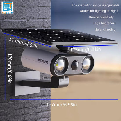 Multifunctional Solar Lamp IP65 Waterproof PIR Motion Sensor With Polycrystalline High-efficiency Solar Panels For Garage Yard