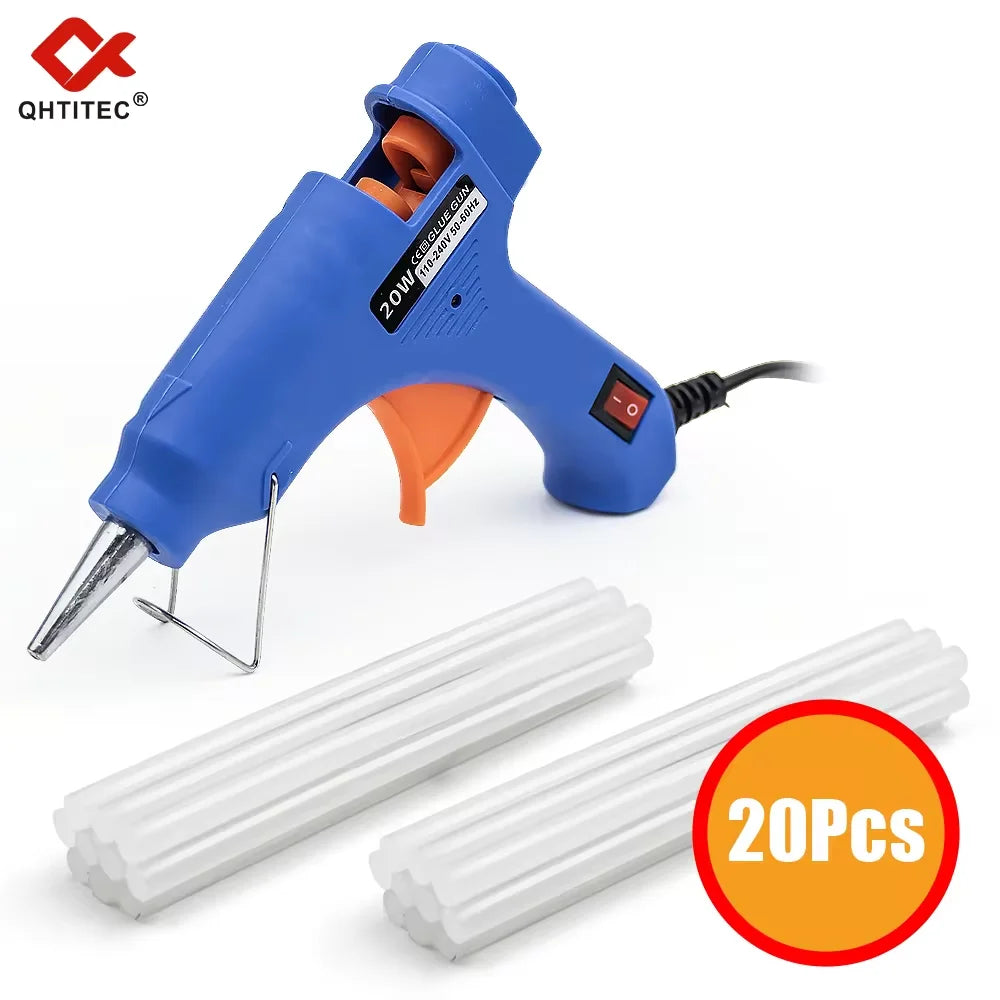 JCD 20W Hot Melt Glue Gun 20Pcs 7mm Sticks