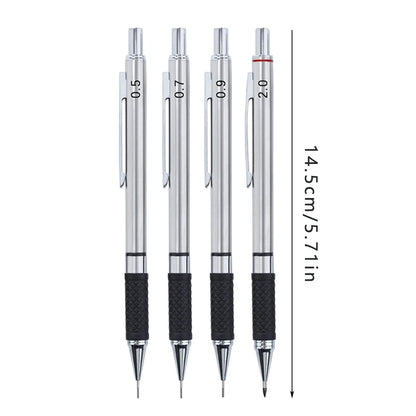 Anti Slip Soft Set Grip Handle Metal Mechanical Pencil 0.5/0.7/0.9/2.0mm Activity Automatic Pencil Drawing Sketching Writing