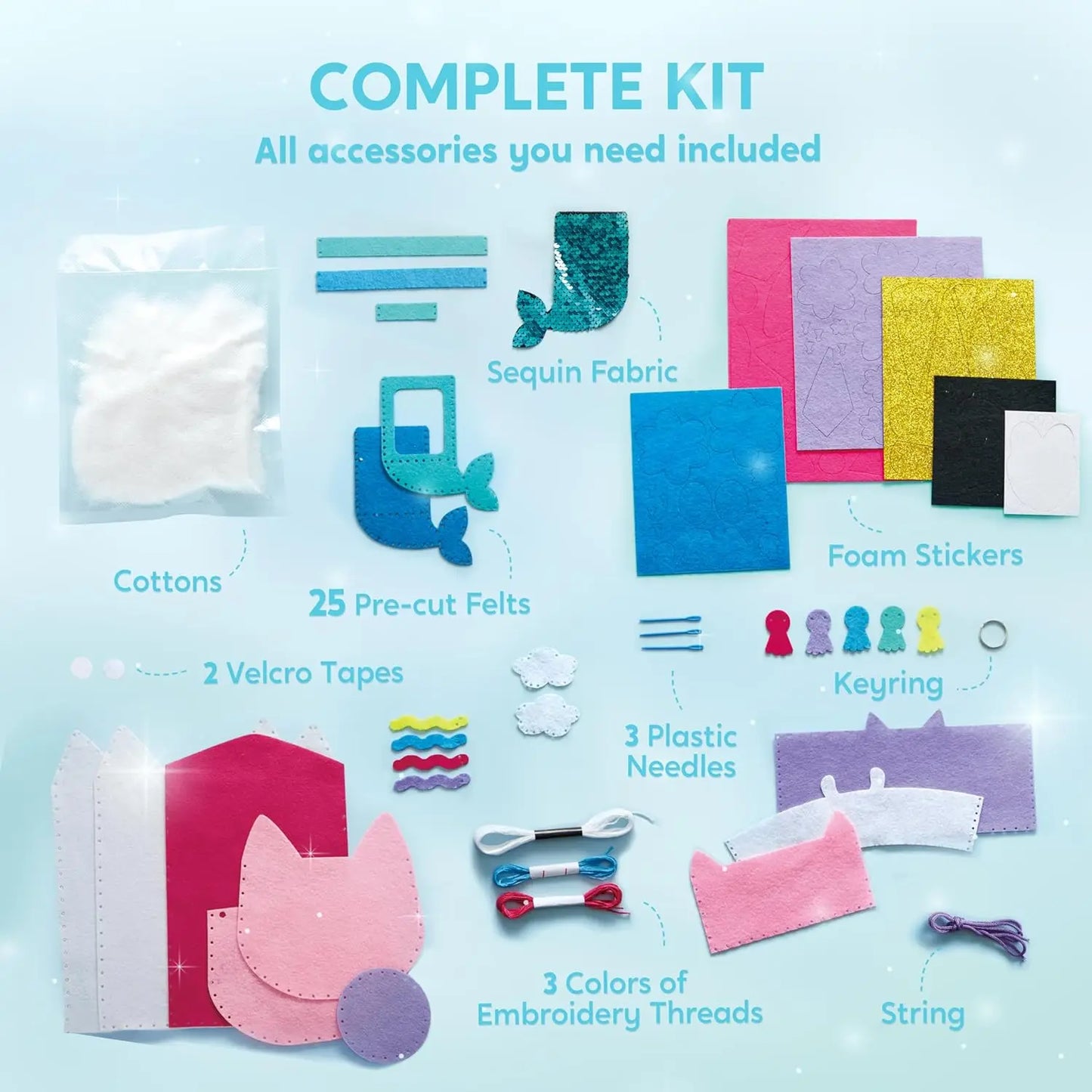 JOYFY 7 Sewing Kit- Easy DIY Arts and Crafts for Girls Birthday Christmas