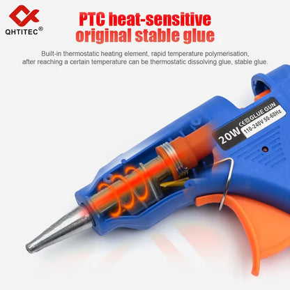 JCD 20W Hot Melt Glue Gun 20Pcs 7mm Sticks