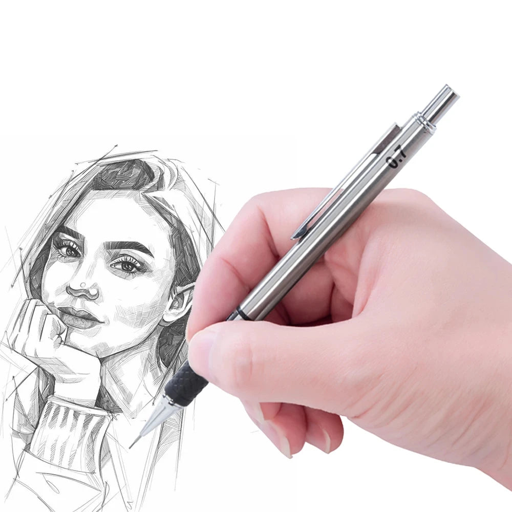 Anti Slip Soft Set Grip Handle Metal Mechanical Pencil 0.5/0.7/0.9/2.0mm Activity Automatic Pencil Drawing Sketching Writing
